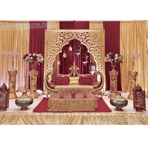 มุสลิมMehraabกรอบตกแต่งเวทีแต่งงานพระราชเวทีที่มีกรอบโค้งมุสลิมWalimaการตั้งค่าเวทีสีทอง - Product Image 1