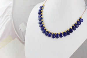 Cuentas de Briolette de piedra preciosa de lapislázuli Natural con forma de pera de 1 hebra de alta calidad, fabricación de joyas hechas a mano - Product Image 6