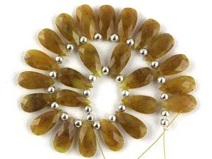 ลูกปัด Briolette ทรงลูกแพร์แบบเหลี่ยมเพชรพลอยโมราสีเหลืองธรรมชาติเกรด AAA - Product Image 2