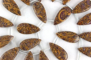 Pierre précieuse en jaspe naturel, perles de Briolette lisses en forme de poire, fabrication de bijoux faits à la main de qualité authentique - Product Image 2