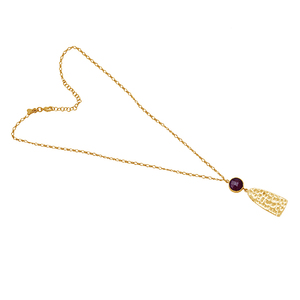 Round shape ruby gemstone 925 sterling silver jewelry gold plated wholesale necklace - Product Image 1