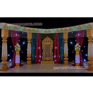 Conjunto de escenario de boda de estilo indio, decoración de escenario de fiesta nocturna musulmana, de fibra, para ceremonias y bodas - Product Image 1