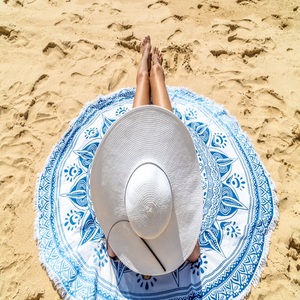 Serviette de plage ronde de meilleure qualité 100% coton à séchage rapide luxe moderne écologique de l'Inde - Product Image 6