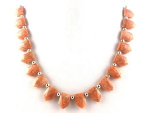 เหลี่ยมเพชรพลอยรูปห้าเหลี่ยมธรรมชาติแอปเปิ้ลปะการังหินโมราพลอย Briolette ลูกปัด2022แฟชั่นเครื่องประดับทำหิน - Product Image 3