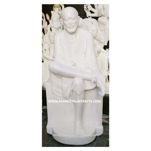 Decorative White Stone Sai Baba Statue - Product Image 1