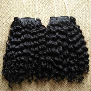 Venta al por mayor de extensiones de cabello humano indio virgen Remy Dubia paquetes y tejido de visón sin procesar crudo indio rizado de trama única - Product Image 1