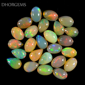 Opale éthiopienne naturelle cabochon cristal pierre gemme opale éthiopienne feu cabochon pierres précieuses en vrac dos plat pierre précieuse - Product Image 4