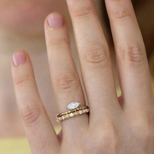 LOZRUNVE <strong>Boho</strong> Jewelry La Venta Al Por Mayor Elegant s925 Silver Pearl CZ Eternity Band Wedding <strong>Rings</strong> Women - Product Image 2