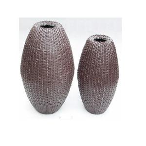 Venta caliente imitación cuero tejido hierro florero moderno Mesa florero hierro hecho a mano florero en precio al por mayor - Product Image 3