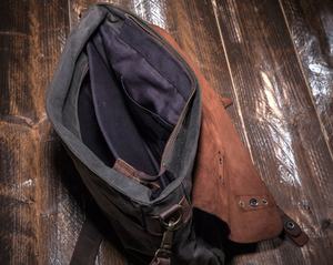 Bolso Bandolera de Cuero y Lona Encerada para Portátil, para Hombre y Mujer, TRM-0001 - Product Image 3