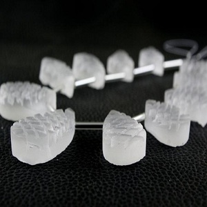 Piedra preciosa de cuarzo transparente natural al por mayor en forma de pera con el lado superior perforado fabricación de joyas de cristal blanco áspero para la curación - Product Image 6