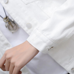 เสื้อแจ็กเก็ตยีนส์แฟชั่นสำหรับผู้หญิง,เสื้อโอเวอร์โค้ทยีนส์สั้นเสื้อแจ็กเก็ตสตรีเสื้อคอปกพับลงเข้ารูปปี2019 - Product Image 6