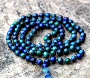 Chrysocolla 108 Yoga Mala perles noué Long collier Mala collier bijoux faits à la main - Product Image 2