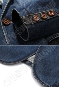 แจ็คเก็ตยีนส์ลำลองผู้ชาย ผ้าฝ้าย ไซส์ 3XL 4XL เสื้อผ้าแบรนด์ผู้ชาย สไตล์ทันสมัย สำหรับฤดูใบไม้ผลิและฤดูใบไม้ร่วง แจ็คเก็ตเบลเซอร์ยีนส์ผู้ชาย - Product Image 4