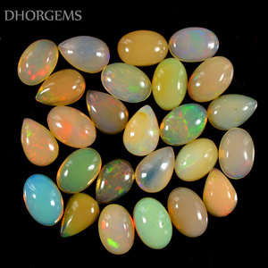 Opale éthiopienne naturelle cabochon cristal pierre gemme opale éthiopienne feu cabochon pierres précieuses en vrac dos plat pierre précieuse - Product Image 2
