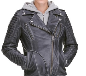 Chaqueta de motorista ajustada a la moda para mujer, prendas de vestir exteriores con cremallera de cuero personalizado, ropa de calle de estilo de carreras de alta calidad, cuero Real - Product Image 3