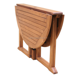 Table pliante en bois de teck massif de style moderne, design papillon de couleur naturelle pour repas en plein air, plage et jardin - Product Image 2