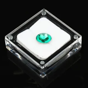 Acrylic Glass Top Gem Box White Black Showcase acrylic Gemstone Casket Diamond Display Stand Holder Necklace Storage