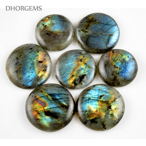 Cabochons ronds en labradorite 10-60mm, cabochons ronds multi-éclats en labradorite, pierres semi-précieuses Birtshtone, taille et forme personnalisées - Product Image 1