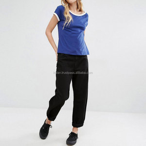 Camiseta azul informal de talla grande para mujer, patrón sólido, plumas KITW02, ropa informal estilo Hip Hop personalizada, diamantes bordados con lentejuelas - Product Image 6