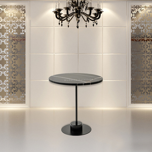 High Quality Simple Design <strong>Black</strong> Coffee <strong>Tables</strong> Natural Marble <strong>Round</strong> Top Metal Base Small Coffee <strong>Side</strong> <strong>Table</strong> - Product Image 3