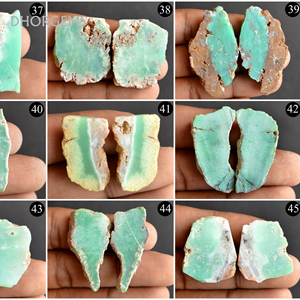 Rare Natural Green Australian Chrysoprase Rough Slice Loose Cabochon Gemstone Earring Pair Freeform Matched <b>Stone</b> <b>Bead</b> - Product Image 5