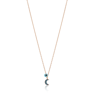 Turquoise Crescent <b>Moon</b> <b>Charm</b> Necklace Wholesale 925 Silver Sterling Fashionable and Elegant Handmade Pendant - Product Image 1