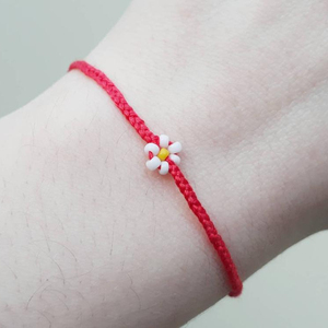 Premium Quality Daisy <b>Bracelet</b>, <b>Red</b> Flower Friendship <b>Bracelet</b>, Flower Girl - Product Image 1