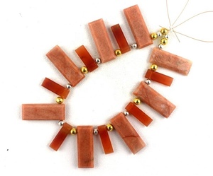 Facettes Rectangle forme pomme naturelle corail jaspe pierre précieuse fabrication de bijoux perles en gros fabrication - Product Image 1