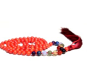 Collar de calidad Superior con cuentas de Coral, joyería de piedras preciosas de 7 Chakras, - Product Image 2