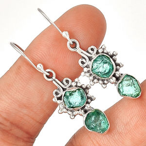Pendientes de gota con ajuste de bisel de plata de ley 925, abalorio de piedras preciosas de apatita hecho a mano para mujer, para bodas, fiestas o regalos - Product Image 1
