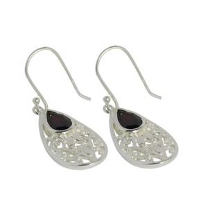 Hot New Pear Shape Garnet Gemstone 925 <b>Sterling</b> <b>Silver</b> <b>Earring</b> for Woman Wholesaler and Manufacturer - Product Image 1