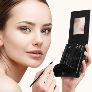 Kit professionnel 6-en-1 de pinces à points noirs incurvées 2026 – Extracteur de comédons pour le traitement de l'acné du visage, couleur noire - Product Image 6
