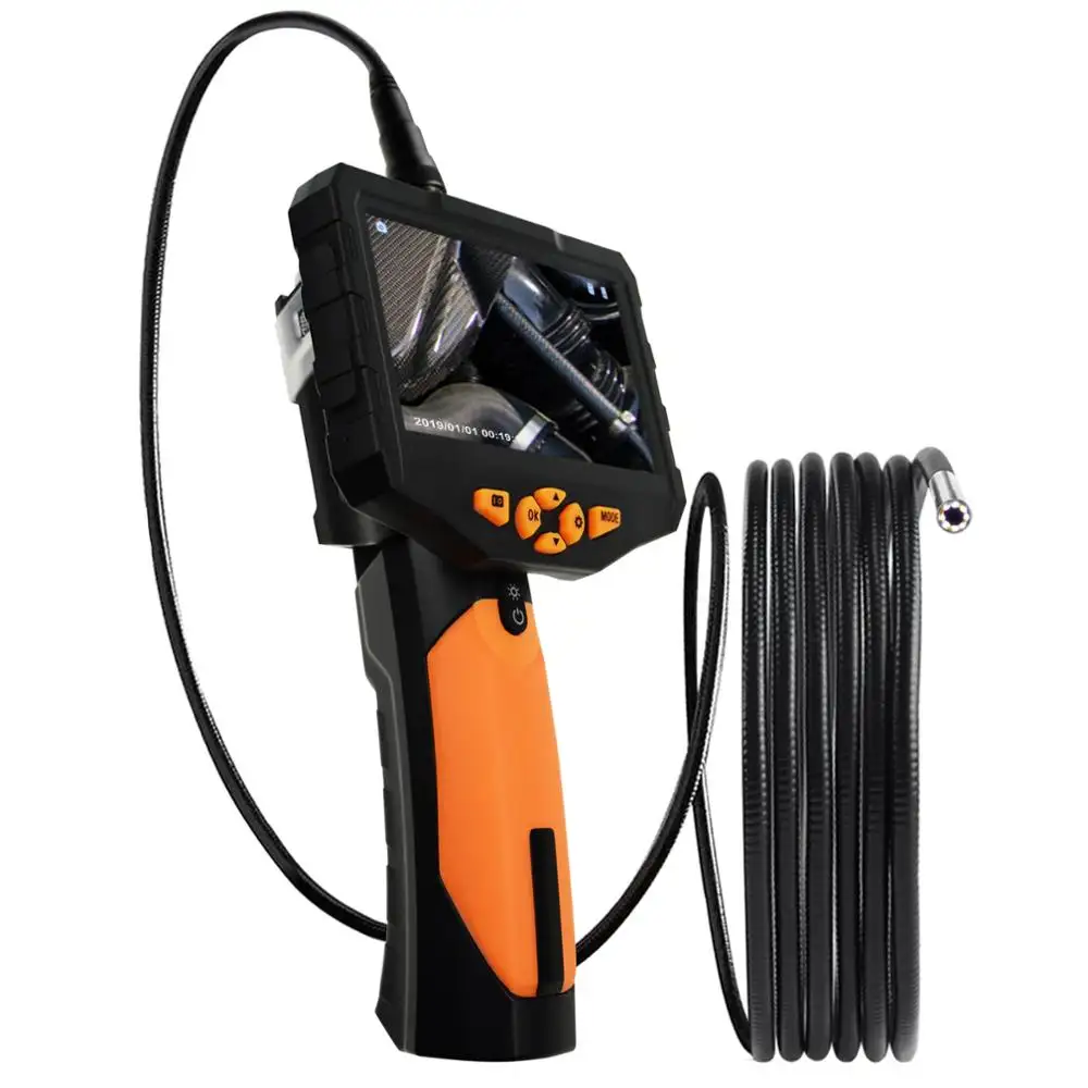 4.3" Color LCD Monitor Industrial Endscope Borescope Video Inspection 5M Cable 7.6mm with 16GB SD Card & 1W CREE LED