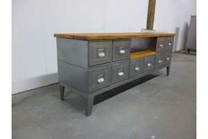 Meuble industriel vintage Meuble TV en bois massif, meuble TV, commode pour le salon - Product Image 6