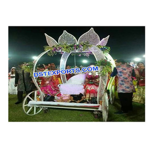 Hermoso estilo loto nupcial Buggy boda india entrada decoración Doli hecho a mano madera de teca cristal Cenicienta carro para - Product Image 1