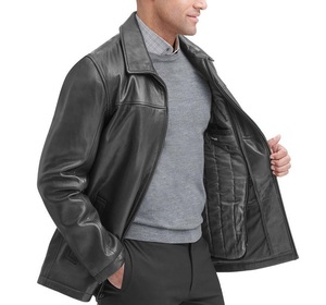 Veste Slim Fit en cuir véritable pour homme avec doublure confortable et fermeture à glissière, tenue quotidienne élégante pour motard d'hiver - Product Image 5