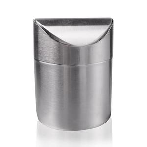 1.5L Stainless steel mini desktop bathroom trash can/table dustbin/ waste bin with swing lid waste basket