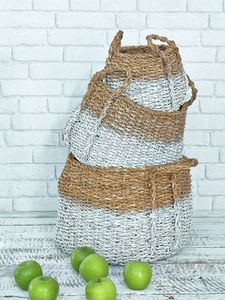 Nouveau Style chaud jacinthe d'eau panier coloré tissé à la main paille stockage jouets durable usage quotidien en gros Cartons emballage - Product Image 6