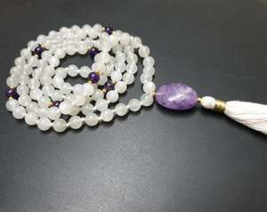 Fabriqué à la main Style bohème 108 perle pierre de lune Yoga Mala collier long bijoux en pierres précieuses pour cadeaux ou fêtes - Product Image 2