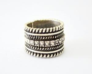 Auténtica barra turca oriental pulsera de plata Unisex de moda anillo de banda tallada Bohemia con diseño de papel de envoltura gruesa - Product Image 1