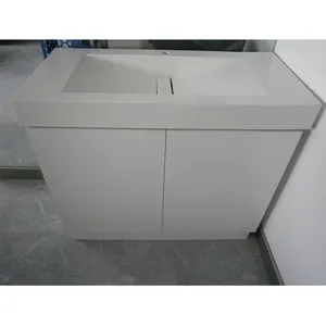 Snow white matt surface modified acrylic solid surface bathroom cabinet and sink wash basin