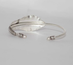 Trendy Handmade Leaf Shape Designs Solid 925 Sterling <b>Silver</b> <b>Bracelet</b> <b>Bangle</b> for Women's Wholesale Jewelry Wholesale Price - Product Image 4