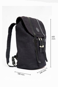 Mochila unisex de lona encerada de estilo bohemio y cuero genuino con cierre de cuerda, patrón de caramelo, atractivo unisex - Product Image 2