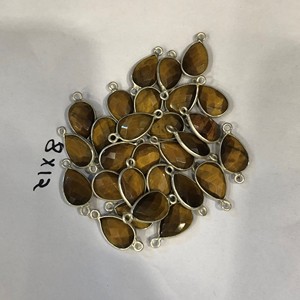 Conector de bisel de plata de pera con piedras preciosas de ojo de tigre de 8mm, 10mm, 12mm para fabricación de joyas semipreciosas, venta al por mayor, precio de fábrica, compra - Product Image 1