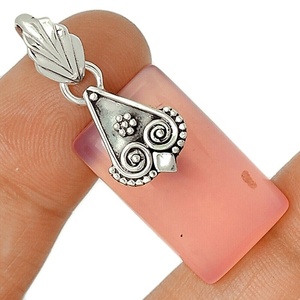 Venta al por mayor 925 plata esterlina cuarzo rosa piedra preciosa colgante increíble estilo lindo joyería ODM OEM proveedor precio competitivo a granel - Product Image 1