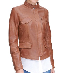 Veste de moto pour femme de haute qualité, inspirée du streetwear, en cuir d'agneau, fermeture éclair personnalisée, imperméable, séchage rapide - Product Image 4