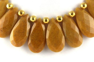 ลูกปัดบริโอเลตต์ทรงลูกแพร์อะเวนจูรีนสีเหลืองธรรมชาติแท้ - Product Image 2