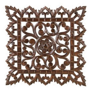 Fournisseur en gros de panneau mural décoratif en bois MDF de forme carrée Panneau mural en bois sculpté à la main pour la décoration de la chambre - Product Image 1