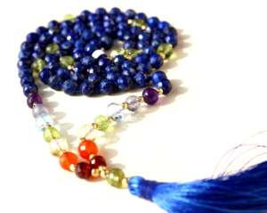 Lapislázuli-collar de cuentas de 108 MLA, collar de cuentas facetadas de 7 Chakras - Product Image 4